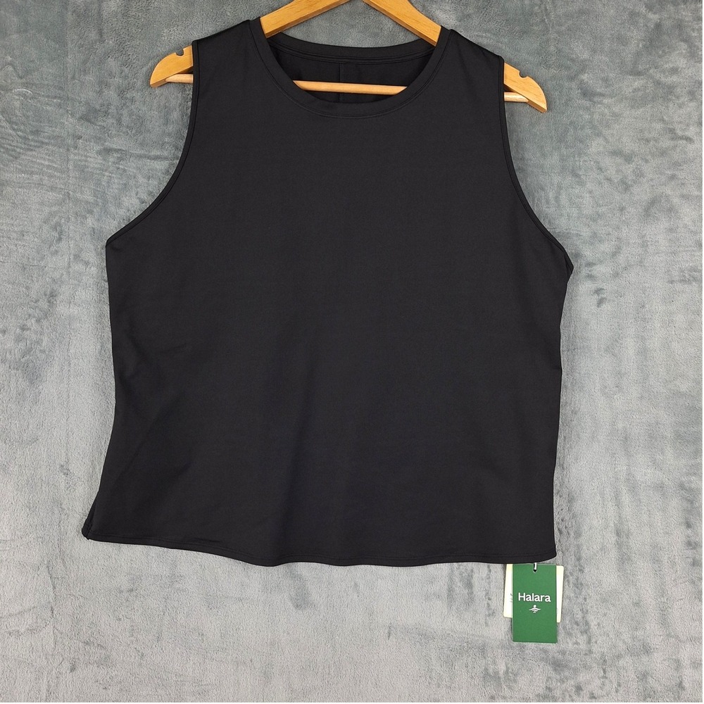 Halara Top Womens XL Cut Out Crossover Hem Yoga Tank Athletic Athleisure Black